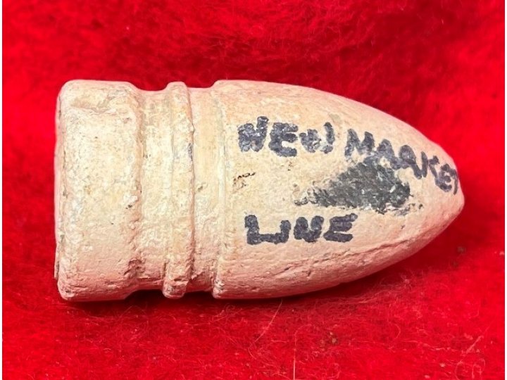 Confederate .58 Cal. Gardner Bullet - Marked "NEW MARKET LINE"