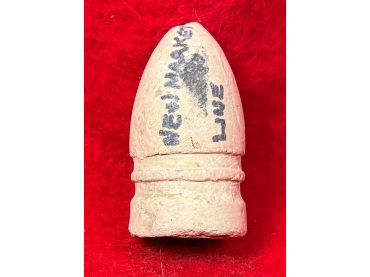 Confederate .58 Cal. Gardner Bullet - Marked "NEW MARKET LINE"