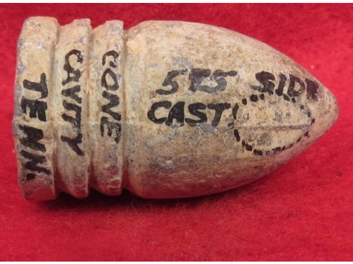 Confederate Side-Cast Bullet with Mac Mason's Lettering 