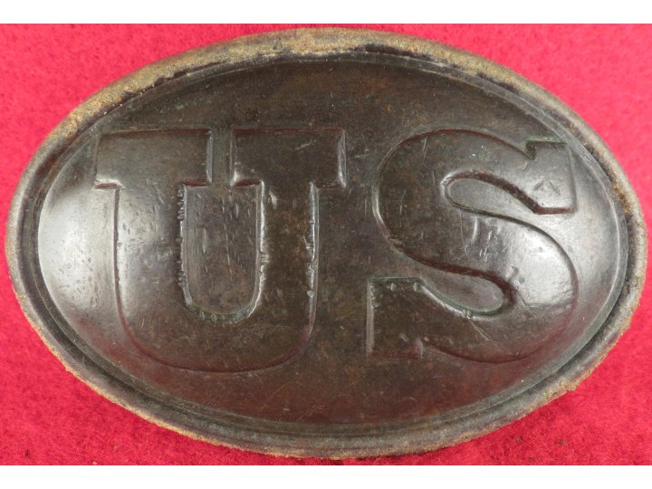 US Belt Buckle with Large Leather Belt Remnant