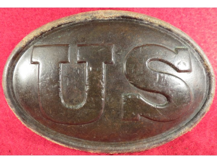 US Belt Buckle with Large Leather Belt Remnant