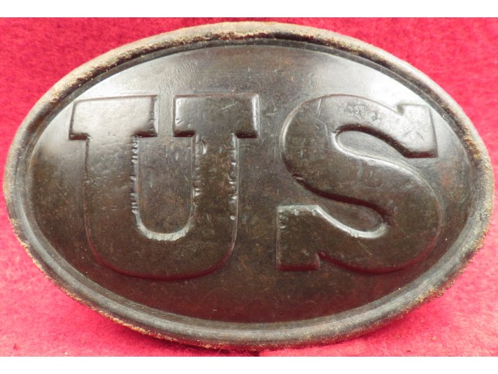US Belt Buckle with Large Leather Belt Remnant