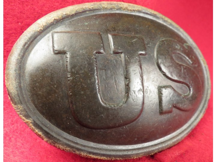 US Belt Buckle with Large Leather Belt Remnant