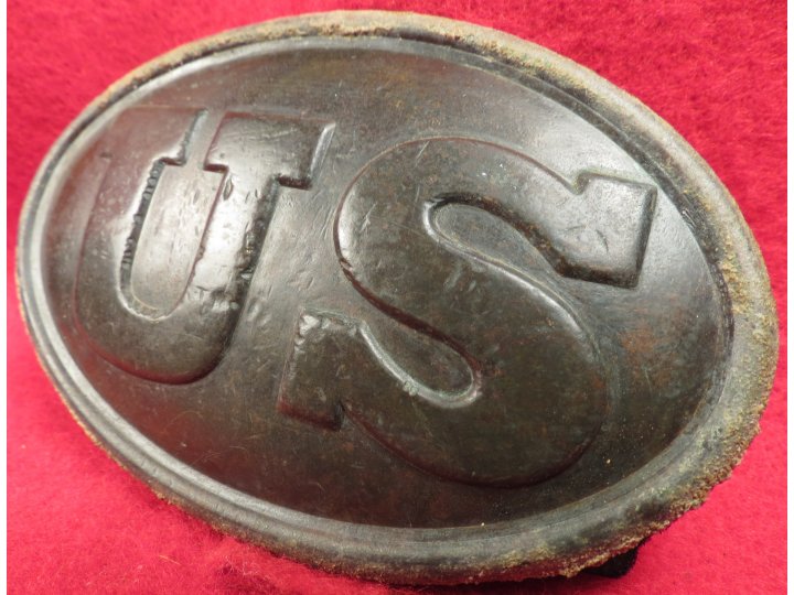 US Belt Buckle with Large Leather Belt Remnant