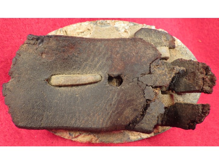 US Belt Buckle with Large Leather Belt Remnant