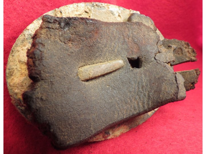 US Belt Buckle with Large Leather Belt Remnant