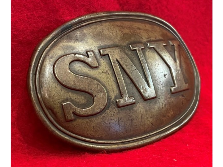 State of New York "SNY" Belt Buckle with Leather Patch Marked "J. I. PITTMAN"