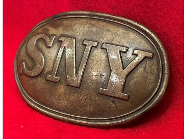 State of New York "SNY" Belt Buckle with Leather Patch Marked "J. I. PITTMAN"
