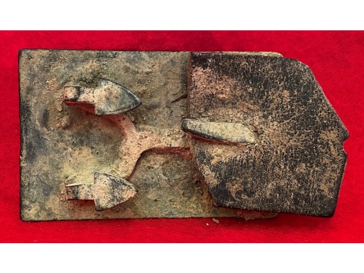 Confederate Militia Belt Plate with Arrow Hooks and Leather Belt Portion