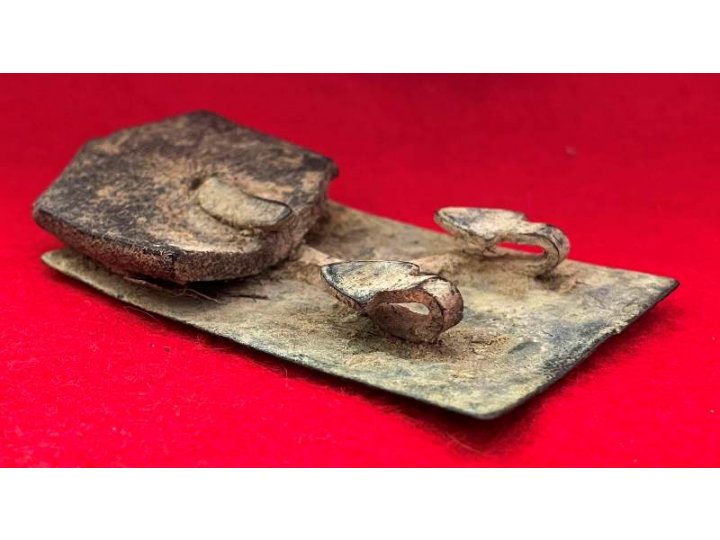 Confederate Militia Belt Plate with Arrow Hooks and Leather Belt Portion