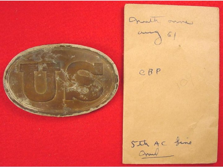 US Cartridge Box Plate from the Sydney C. Kerksis Collection with Original Envelope