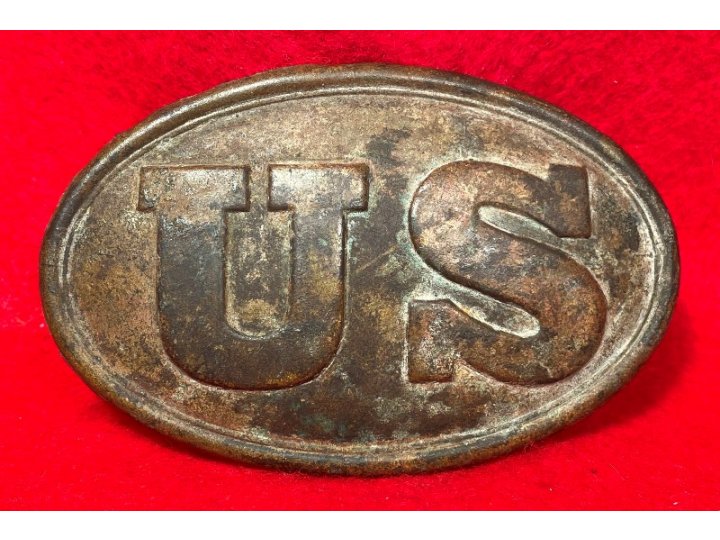 US Cartridge Box Plate - Rare Large Brass Loops - Ohio Troops - High Quality