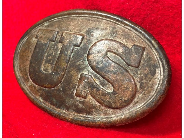 US Cartridge Box Plate - Rare Large Brass Loops - Ohio Troops - High Quality