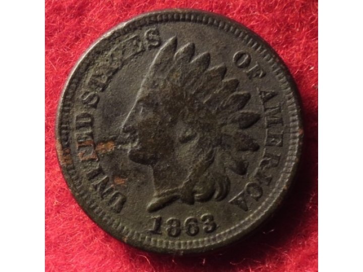 Indian Head Cent Dated 1863