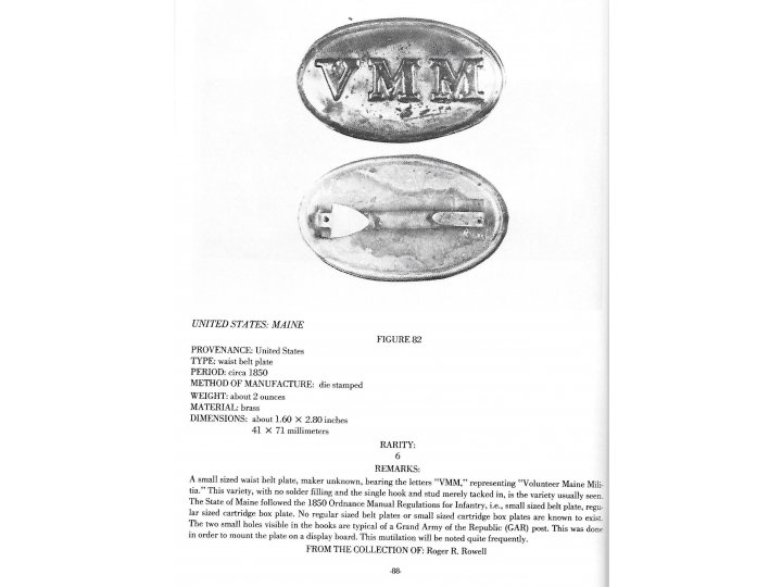 Plates and Buckles of the American Military 1795-1874