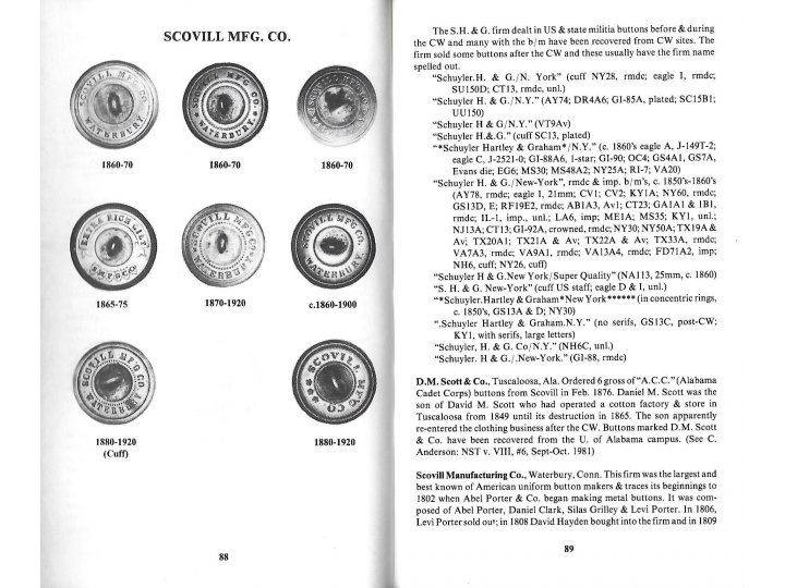 American Military Button Makers and Dealers; Their Backmarks & Dates