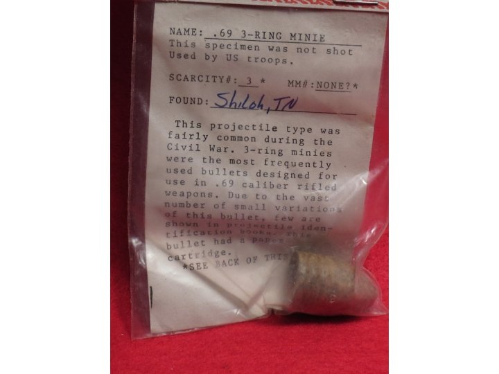 Civil War Bullet - .69 cal. 3-Ring Minie