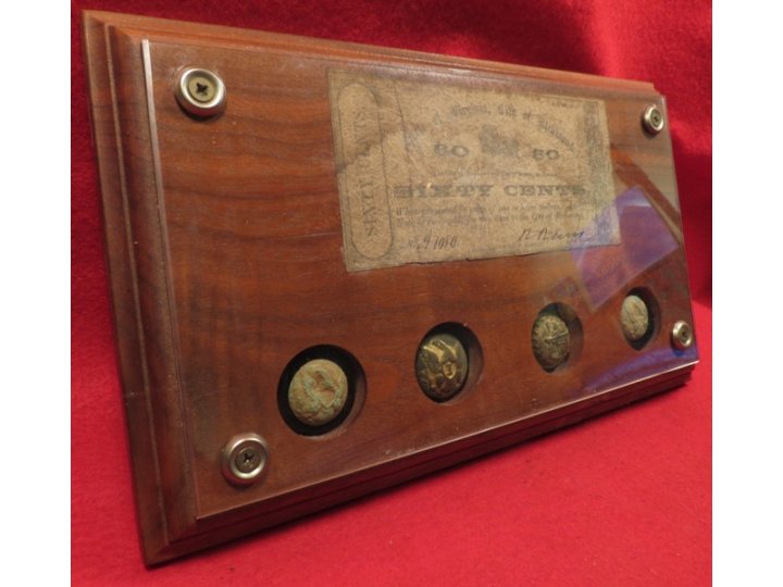 Confederate Note & Federal Button Display