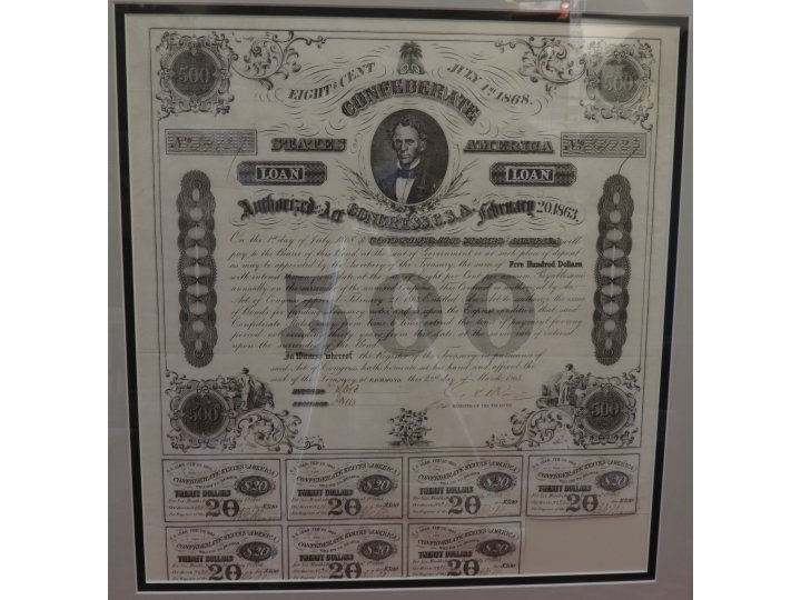 $500 Confederate Treasury Coupon Bond