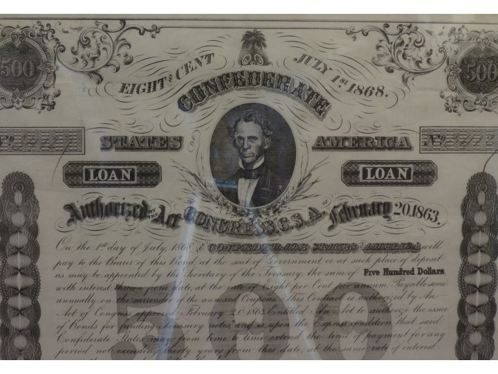 $500 Confederate Treasury Coupon Bond
