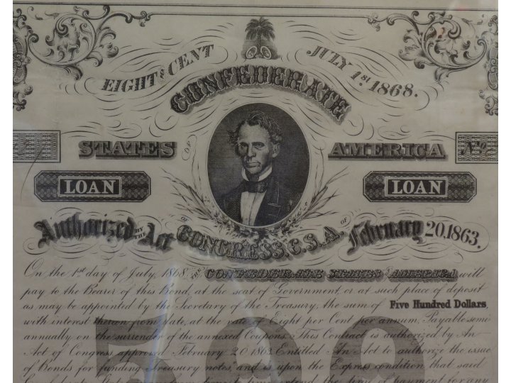 $500 Confederate Treasury Coupon Bond