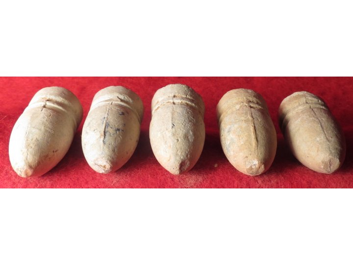 Five .58 Caliber Confederate Gardner Bullets