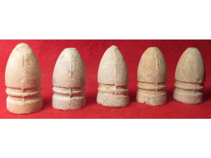 Five .58 Caliber Confederate Gardner Bullets