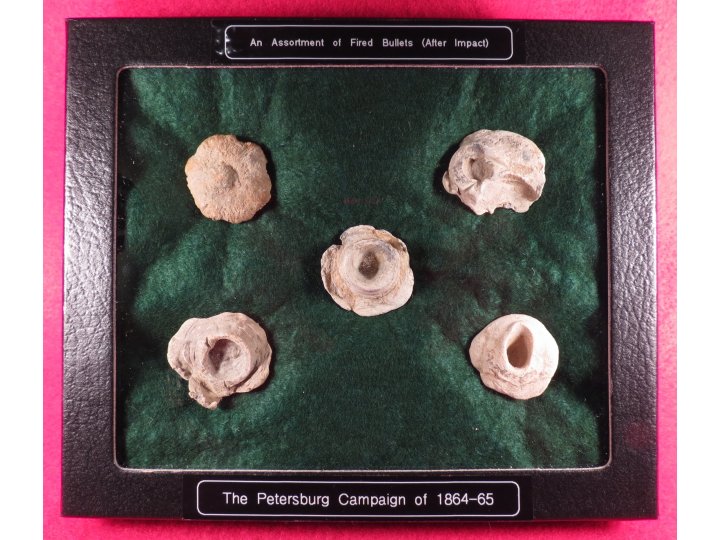 Relic Display of Five Fired "Mushroomed" Bullets - Petersburg