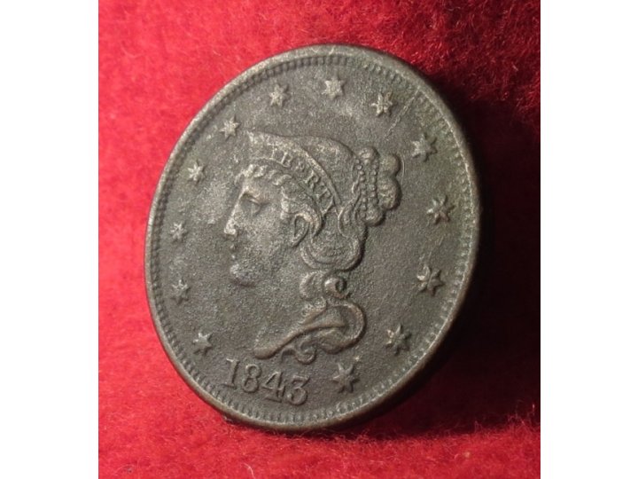 Liberty Braided Hair Cent Dated 1843