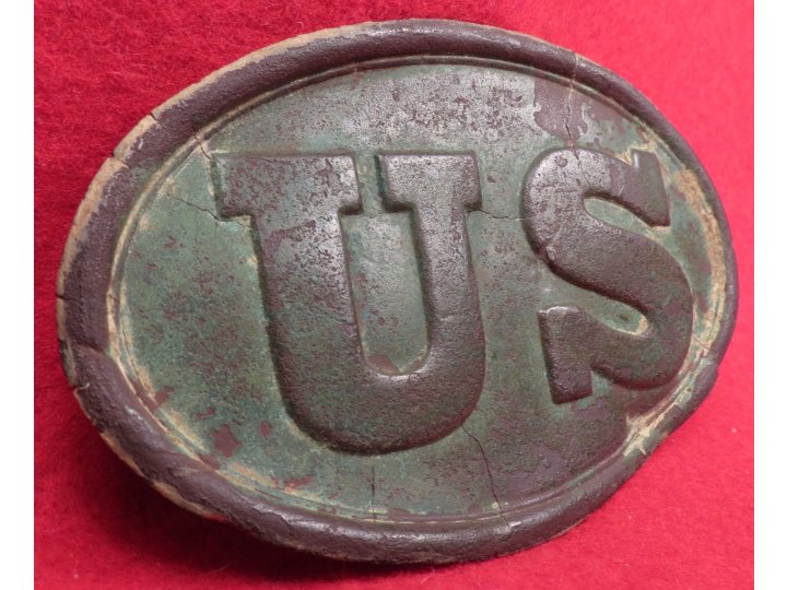 US Cartridge Box Plate - Rare Large Brass Loops - Ohio Troops
