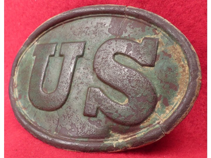 US Cartridge Box Plate - Rare Large Brass Loops - Ohio Troops