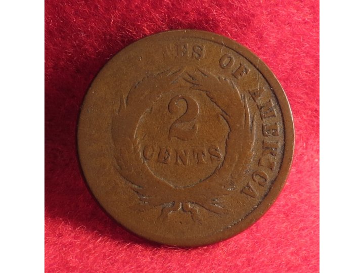 US Two-Cent Excavated Coin Dated 1865