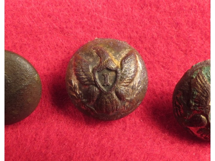 Five Federal Cuff Buttons - Artillery, Cavalry, Dragoon, Infantry, Rifleman