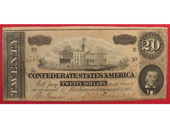 Confederate Twenty Dollar Note