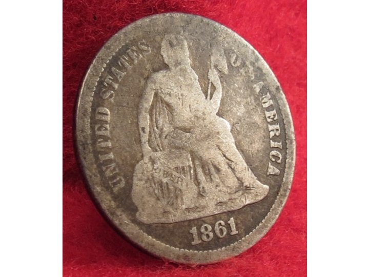 Seated Liberty Dime Dated 1861