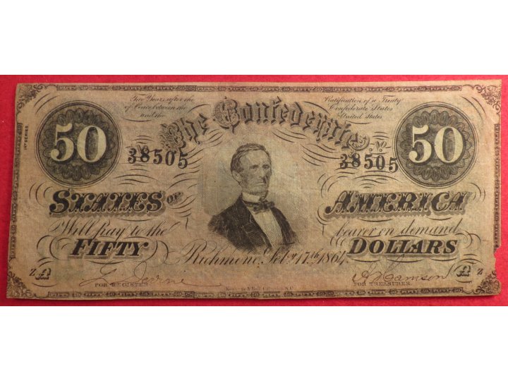 Confederate Fifty Dollar Note