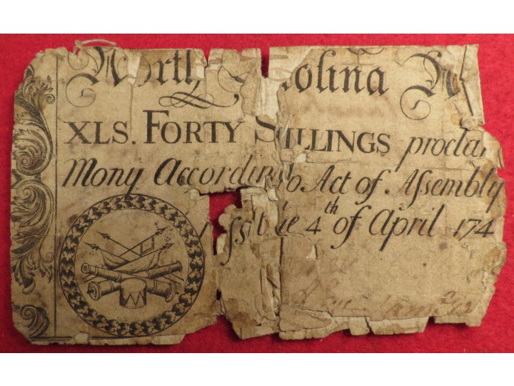 North Carolina Colonial Currency - Forty Shillings