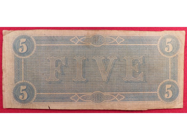 Confederate Five Dollar Note