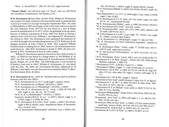 American Military Button Makers and Dealers; Their Backmarks & Dates