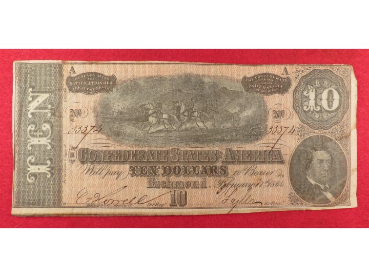 Confederate Ten Dollar Note