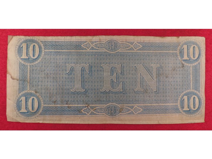 Confederate Ten Dollar Note