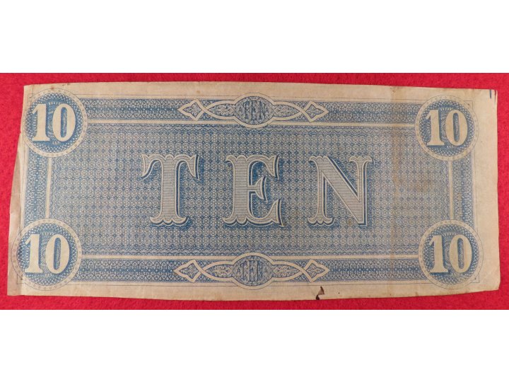 Confederate Ten Dollar Note