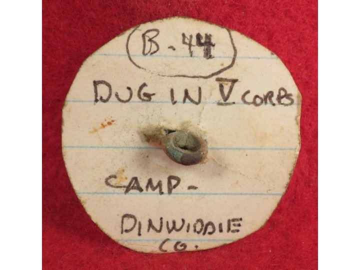 Flat Button - V Corps Dinwiddie County, VA