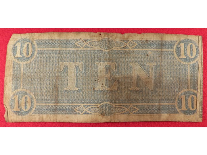 Confederate Ten-Dollar Note - 1864 - T-68