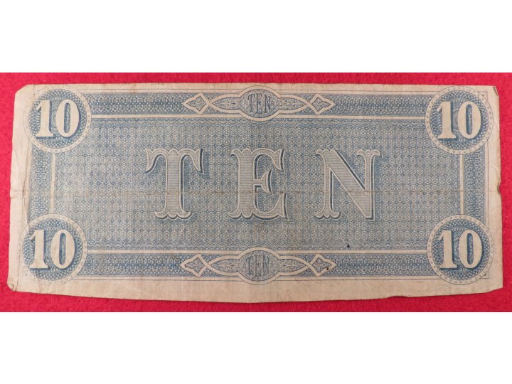 Confederate Ten-Dollar Note - 1864 - T-68