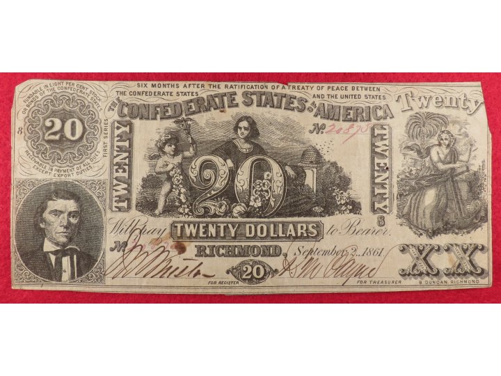 Confederate Twenty Dollar Note