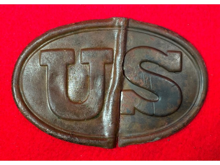 US Waist Belt Buckle or Cartridge Box Plate - Two Halves of Brass Front Only