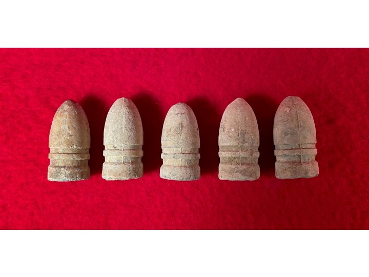 Five Confederate .54 Caliber Gardner Bullets - High Grade