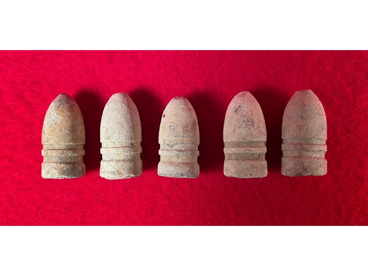 Five Confederate .54 Caliber Gardner Bullets - High Grade