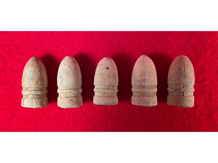 Five Confederate .54 Caliber Gardner Bullets - High Grade